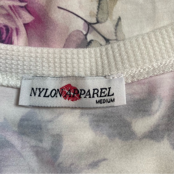 Nylon Apparel Floral V-Neck Tank - Size M, White/Purple Multi - Picture 5 of 6